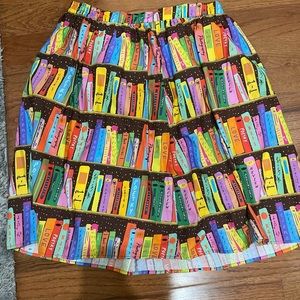 Brand New w/ Tags Women’s Modcloth Multicolored Library print A line skirt, L